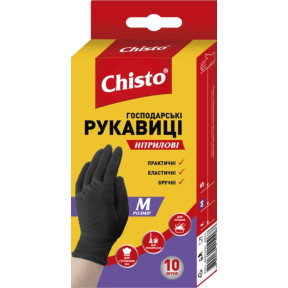 Перчатки нитриловые Chisto черные, размер M, 10 шт
